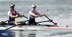 Cornelis De Koning (b), Chantal Haenen (s), PR2 Mixed Double Sculls, Netherlands, 2023 World Rowing Cup II, Varese, Italy / Detlev Seyb/MyRowingPhoto.com