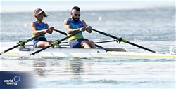 Gessyca Guerra (b), Leandro Sagaz Dos Santos (s), PR2 Mixed Double Sculls, Brazil, 2023 World Rowing Cup II, Varese, Italy / Detlev Seyb/MyRowingPhoto.com