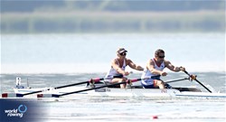 Perle Bouge (b), Stephane Tardieu (s), PR2 Mixed Double Sculls, France, 2023 World Rowing Cup II, Varese, Italy / Detlev Seyb/MyRowingPhoto.com