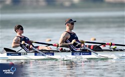 Lauren Rowles (b), Gregg Stevenson (s), PR2 Mixed Double Sculls, Great Britain, 2023 World Rowing Cup II, Varese, Italy / Detlev Seyb/MyRowingPhoto.com
