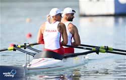 Jolanta Majka (b), Michal Gadowski (s), PR2 Mixed Double Sculls, Poland, 2023 World Rowing Cup II, Varese, Italy / Detlev Seyb/MyRowingPhoto.com