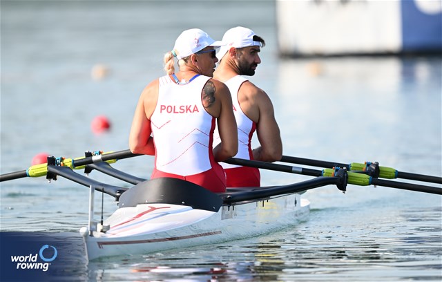 Jolanta Majka (b), Michal Gadowski (s), PR2 Mixed Double Sculls, Poland, 2023 World Rowing Cup II, Varese, Italy / Detlev Seyb/MyRowingPhoto.com