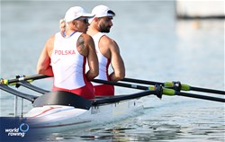 Jolanta Majka (b), Michal Gadowski (s), PR2 Mixed Double Sculls, Poland, 2023 World Rowing Cup II, Varese, Italy / Detlev Seyb/MyRowingPhoto.com