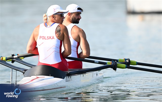 Jolanta Majka (b), Michal Gadowski (s), PR2 Mixed Double Sculls, Poland, 2023 World Rowing Cup II, Varese, Italy / Detlev Seyb/MyRowingPhoto.com