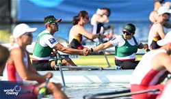 Miguel Nieto Carpio (b), Angeles Gutierrez  (s), PR2 Mixed Double Sculls, Mexico, 2023 World Rowing Cup II, Varese, Italy / Detlev Seyb/MyRowingPhoto.com