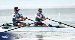 Miguel Nieto Carpio (b), Angeles Gutierrez  (s), PR2 Mixed Double Sculls, Mexico, 2023 World Rowing Cup II, Varese, Italy / Detlev Seyb/MyRowingPhoto.com