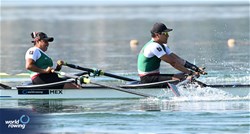 Liliana Gallo Flores (b), Gerardo Chavez Bocanegra (s), PR3 Mixed Double Sculls, Mexico, 2023 World Rowing Cup II, Varese, Italy / Detlev Seyb/MyRowingPhoto.com