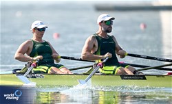 Nikki Ayers (b), Jed Altschwager (s), PR3 Mixed Double Sculls, Australia, 2023 World Rowing Cup II, Varese, Italy / Detlev Seyb/MyRowingPhoto.com