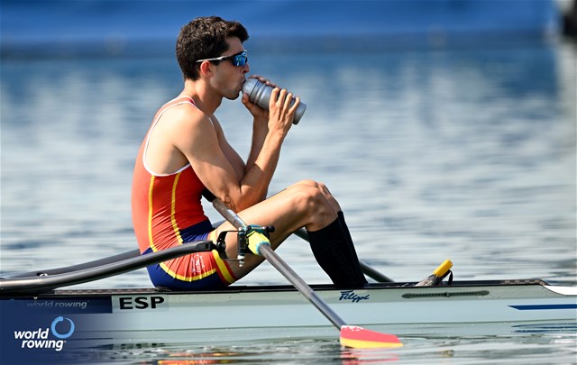 Manel Balastegui, Lightweight Men's Single Sculls, Spain, 2023 World Rowing Cup II, Varese, Italy / Detlev Seyb/MyRowingPhoto.com