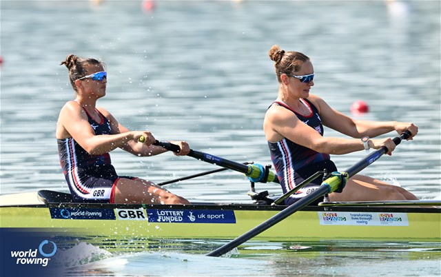 Rowan Mckellar (b), Esme Booth (s), Women's Pair, Great Britain, 2023 World Rowing Cup II, Varese, Italy / Detlev Seyb/MyRowingPhoto.com