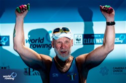 Gian Filippo Mirabile, PR2 Men's Single Sculls, Italy, Silver, 2023 World Rowing Cup II, Varese, Italy / World Rowing/Benedict Tufnell