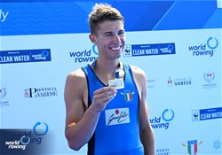 Niels Torre, Lightweight Men's Single Sculls, Italy, Gold, 2023 World Rowing Cup II, Varese, Italy / Detlev Seyb/MyRowingPhoto.com