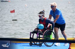 Ka Yee Ip, PR2 Women's Single Sculls, Hong Kong, China, Bronze, 2023 World Rowing Cup II, Varese, Italy / Detlev Seyb/MyRowingPhoto.com