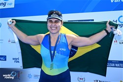 Josiane Dias De Lima, PR2 Women's Single Sculls, Brazil, Gold, 2023 World Rowing Cup II, Varese, Italy / Detlev Seyb/MyRowingPhoto.com