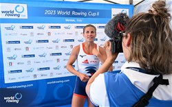 Aurelie Morizot, Lightweight Women's Single Sculls, France, Gold, 2023 World Rowing Cup II, Varese, Italy / Detlev Seyb/MyRowingPhoto.com