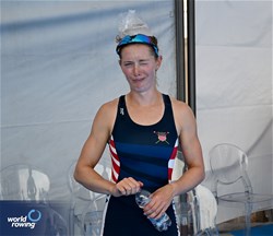Sophia Luwis, Lightweight Women's Single Sculls, United States of America, Silver, 2023 World Rowing Cup II, Varese, Italy / Detlev Seyb/MyRowingPhoto.com
