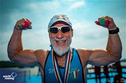Gian Filippo Mirabile, PR2 Men's Single Sculls, Italy, Silver, 2023 World Rowing Cup II, Varese, Italy / World Rowing/Benedict Tufnell