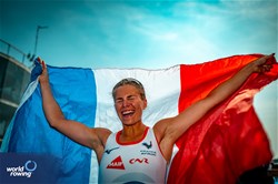 Aurelie Morizot, Lightweight Women's Single Sculls, France, Gold, 2023 World Rowing Cup II, Varese, Italy / World Rowing/Benedict Tufnell