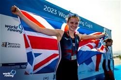 Olivia Bates, Lightweight Women's Single Sculls, Great Britain, Bronze, 2023 World Rowing Cup II, Varese, Italy / World Rowing/Benedict Tufnell