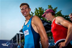 Niels Torre, Lightweight Men's Single Sculls, Italy, Gold, 2023 World Rowing Cup II, Varese, Italy / World Rowing/Benedict Tufnell
