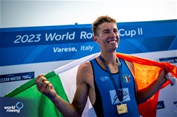 Niels Torre, Lightweight Men's Single Sculls, Italy, Gold, 2023 World Rowing Cup II, Varese, Italy / World Rowing/Benedict Tufnell