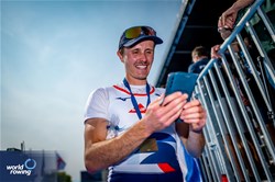 Baptiste Savaete, Lightweight Men's Single Sculls, France, Bronze, 2023 World Rowing Cup II, Varese, Italy / World Rowing/Benedict Tufnell