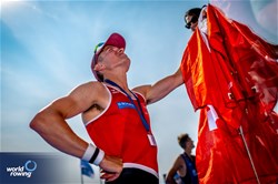 Andri Struzina, Lightweight Men's Single Sculls, Switzerland, Silver, 2023 World Rowing Cup II, Varese, Italy / World Rowing/Benedict Tufnell