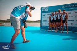 Fabio Kress (b), Simon Klueter, Arno Gaus, Joachim Agne (s), Lightweight Men's Quadruple Sculls, Germany, Silver, 2023 World Rowing Cup II, Varese, Italy / World Rowing/Benedict Tufnell