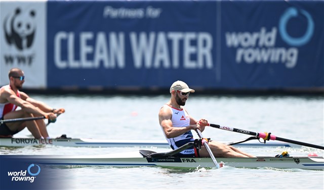 Theophile Onfroy, Men's Single Sculls, France, 2023 World Rowing Cup II, Varese, Italy / Detlev Seyb/MyRowingPhoto.com