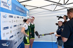 Jessica Morrison (b), Annabelle Mcintyre (s), Women's Pair, Australia, Gold, 2023 World Rowing Cup II, Varese, Italy / Maren Derlien/MyRowingPhoto.com