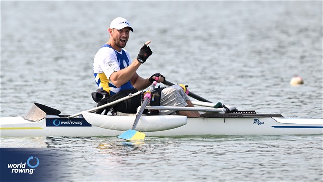 Roman Polianskyi, PR1 Mens Single Sculls, Ukraine, 2023 World Rowing Cup II, Varese, Italy / Detlev Seyb/MyRowingPhoto.com