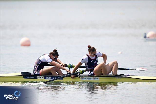 Rowan Mckellar (b), Esme Booth (s), Women's Pair, Great Britain, 2023 World Rowing Cup II, Varese, Italy / Detlev Seyb/MyRowingPhoto.com