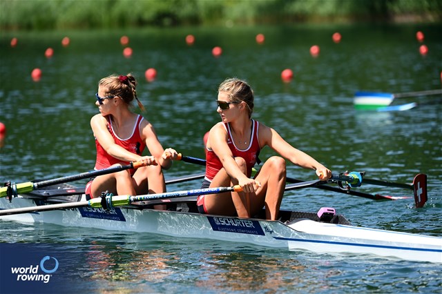 Olivia Nacht (b), Eline Rol (s), Lightweight Women's Double Sculls, Switzerland, 2023 World Rowing Cup III, Lucerne, Switzerland / Detlev Seyb/MyRowingPhoto.com