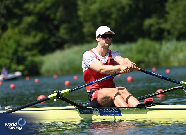 Scott Baerlocher, Men's Single Sculls, Switzerland, 2023 World Rowing Cup III, Lucerne, Switzerland / Detlev Seyb/MyRowingPhoto.com