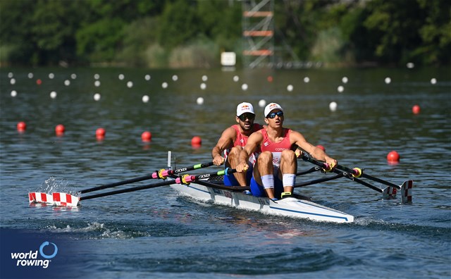 Martin Sinkovic (b), Valent Sinkovic (s), Men's Double Sculls, Croatia, 2023 World Rowing Cup III, Lucerne, Switzerland / Detlev Seyb/MyRowingPhoto.com