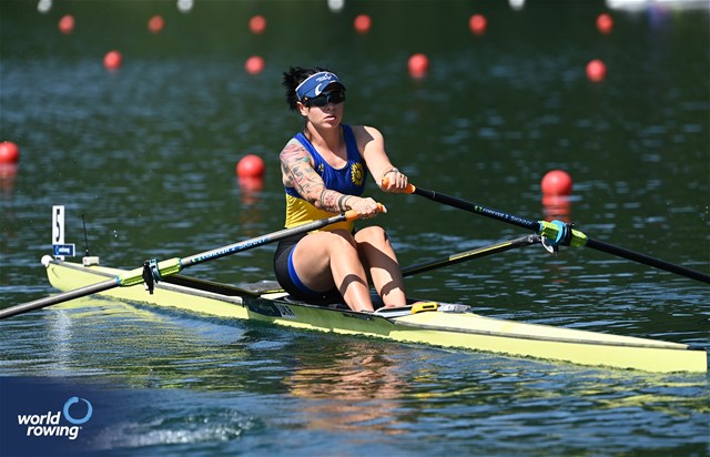 Yevheniia Dovhodko, Women's Single Sculls, Ukraine, 2023 World Rowing Cup III, Lucerne, Switzerland / Detlev Seyb/MyRowingPhoto.com
