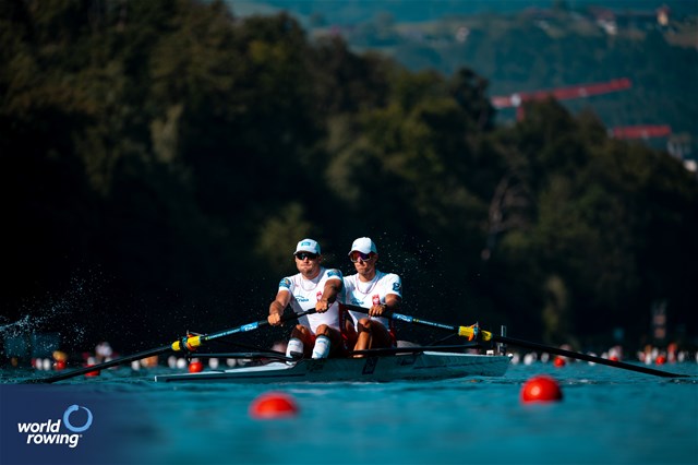 Adam Wozniak (b), Szymon Posnik (s), Men's Pair, Poland, 2023 World Rowing Cup III, Lucerne, Switzerland / World Rowing/Benedict Tufnell