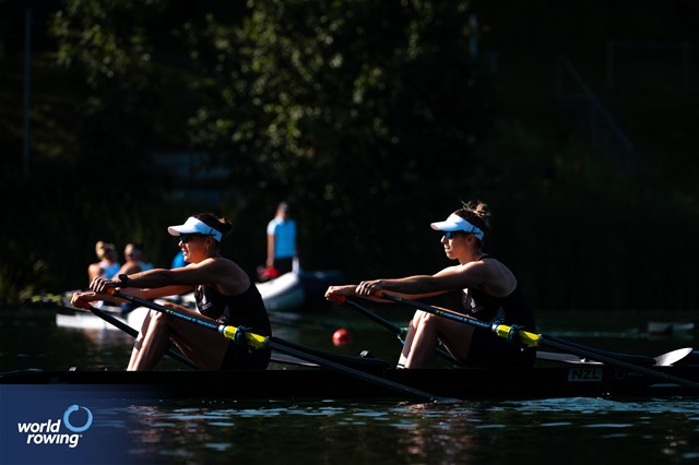 Brooke Francis (b), Lucy Spoors (s), Women's Double Sculls, New Zealand, 2023 World Rowing Cup III, Lucerne, Switzerland / World Rowing/Benedict Tufnell