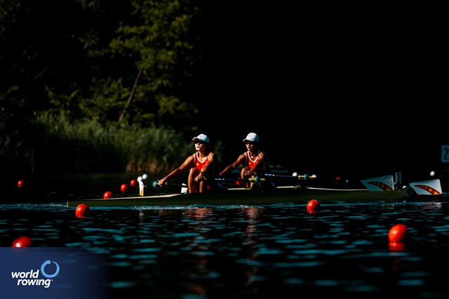 Shiyu Lu (b), Shuangmei Shen (s), Women's Double Sculls, People's Republic of China, 2023 World Rowing Cup III, Lucerne, Switzerland / World Rowing/Benedict Tufnell