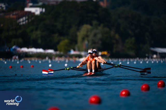 Nika Johanna Vos (b), Lisa Scheenaard (s), Women's Double Sculls, Netherlands, 2023 World Rowing Cup III, Lucerne, Switzerland / World Rowing/Benedict Tufnell