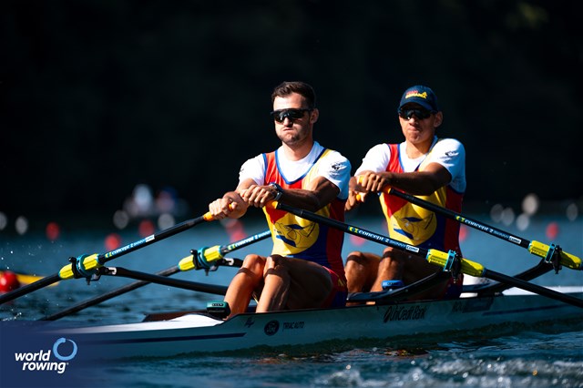 Florin Arteni (b), Ciprian Tudosa (s), Men's Double Sculls, Romania, 2023 World Rowing Cup III, Lucerne, Switzerland / World Rowing/Benedict Tufnell