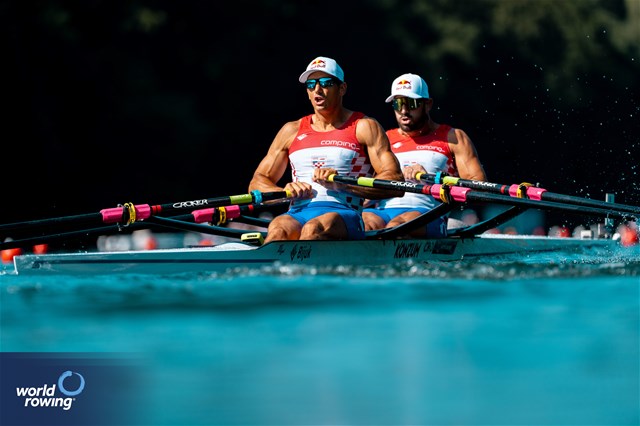Martin Sinkovic (b), Valent Sinkovic (s), Men's Double Sculls, Croatia, 2023 World Rowing Cup III, Lucerne, Switzerland / World Rowing/Benedict Tufnell