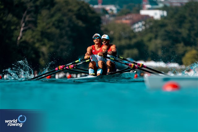 Martin Sinkovic (b), Valent Sinkovic (s), Men's Double Sculls, Croatia, 2023 World Rowing Cup III, Lucerne, Switzerland / World Rowing/Benedict Tufnell