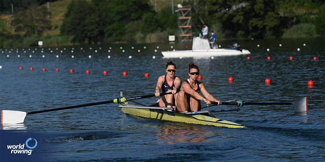 Chloe Brew (b), Juliette Perry (s), Women's Pair, Great Britain, 2023 World Rowing Cup III, Lucerne, Switzerland / Detlev Seyb/MyRowingPhoto.com