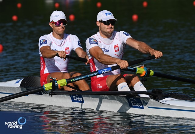 Adam Wozniak (b), Szymon Posnik (s), Men's Pair, Poland, 2023 World Rowing Cup III, Lucerne, Switzerland / Detlev Seyb/MyRowingPhoto.com