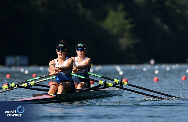 Katharina Lobnig (b), Magdalena Lobnig (s), Women's Double Sculls, Austria, 2023 World Rowing Cup III, Lucerne, Switzerland / Detlev Seyb/MyRowingPhoto.com