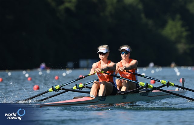 Nika Johanna Vos (b), Lisa Scheenaard (s), Women's Double Sculls, Netherlands, 2023 World Rowing Cup III, Lucerne, Switzerland / Detlev Seyb/MyRowingPhoto.com