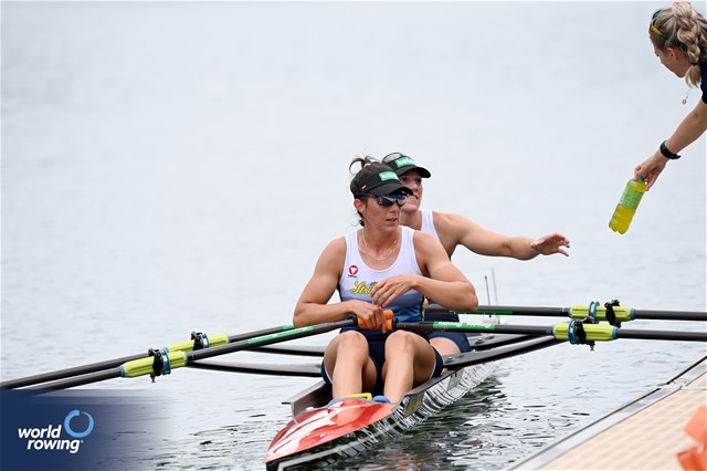 Katharina Lobnig (b), Magdalena Lobnig (s), Women's Double Sculls, Austria, 2023 World Rowing Cup III, Lucerne, Switzerland / Detlev Seyb/MyRowingPhoto.com