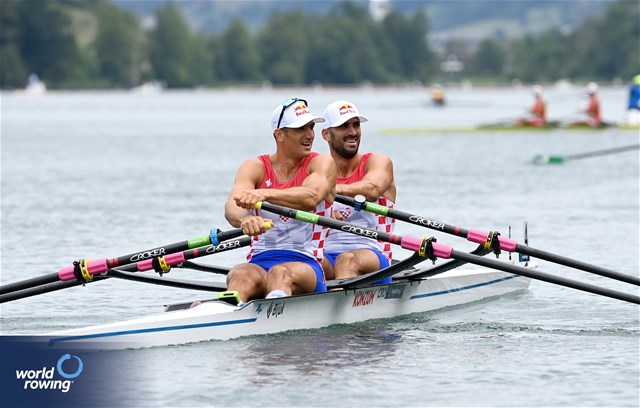 Martin Sinkovic (b), Valent Sinkovic (s), Men's Double Sculls, Croatia, 2023 World Rowing Cup III, Lucerne, Switzerland / Detlev Seyb/MyRowingPhoto.com