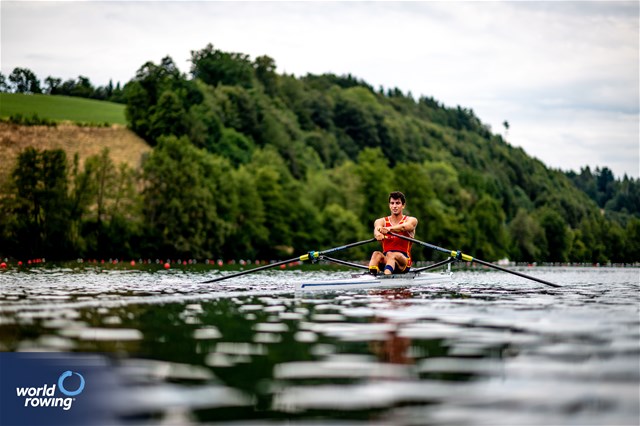 Manel Balastegui, Lightweight Men's Single Sculls, Spain, 2023 World Rowing Cup III, Lucerne, Switzerland / World Rowing/Benedict Tufnell